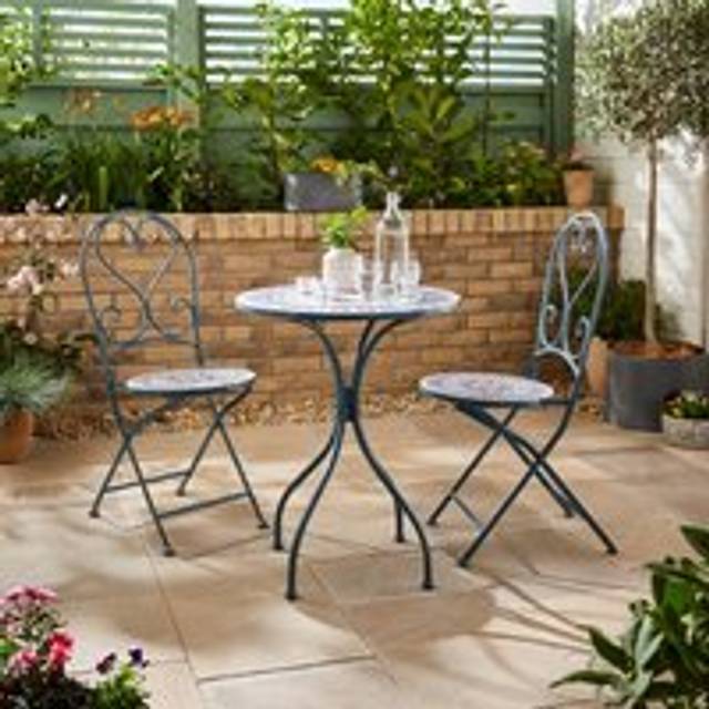 Amalfi Mosaic Effect Bistro Set - Ashley Blue