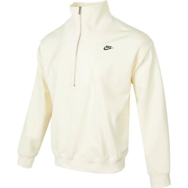 Men's Nike Casual Logo Printing Half Zipper High Collar Pullover Autumn White DQ4238-113 - Default Colorway