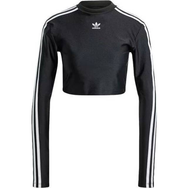 (WMNS) adidas originals 3-Stripes Cropped Long Sleeve Tee Asia Sizing 'Black' IU2428 - Black/White - XS