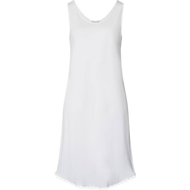Anouk Embroidery-Trim Cotton Tank Nightgown - Off White - Medium