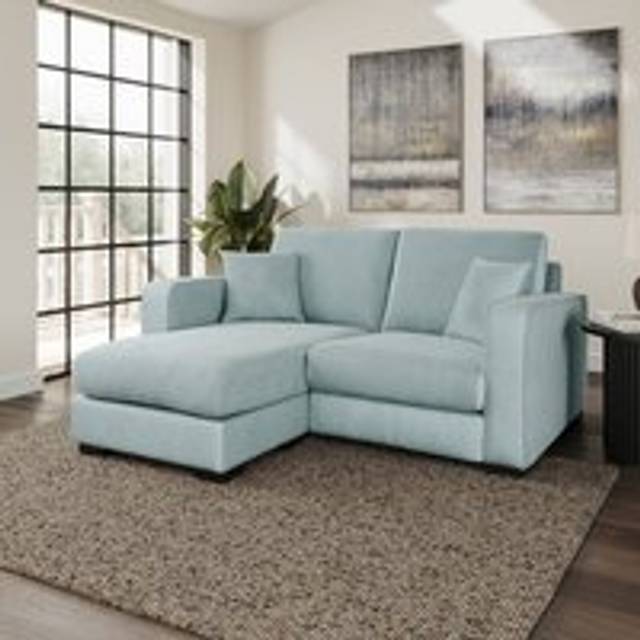 Carson Vintage Velvet Compact Corner Chaise Sofa - Vintage Soft Blue