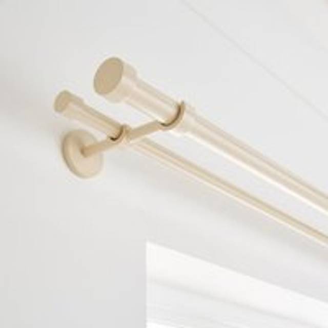 Trinity Double Layer Extendable Metal Eyelet Curtain Pole - Natural