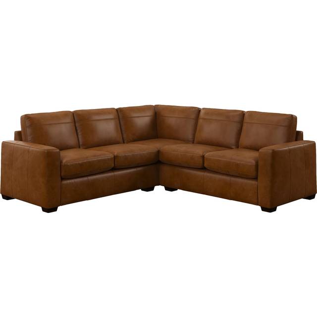 John Lewis Oliver II 5 Seater Leather Corner Sofa, Dark Leg