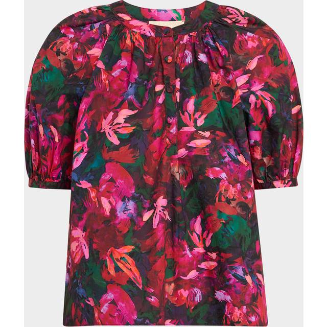 Vienne Floral Puff-Sleeve Blouse - HIBISCUS - 2
