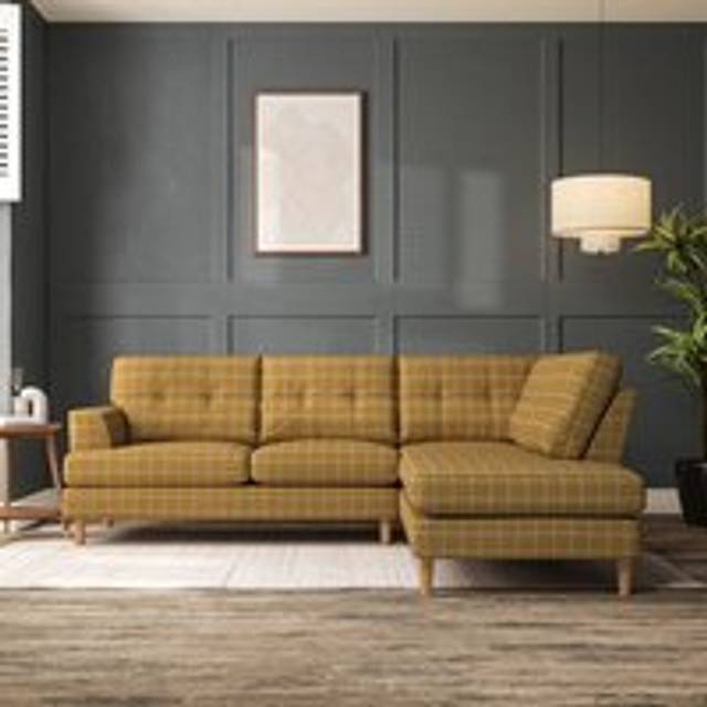 Cooper 4 Seater Corner Chaise Sofa - Check Ochre