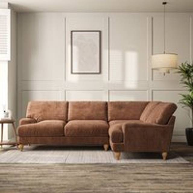 Darwin 4 Seater Corner Sofa - Tonal Plush Chenille Soft Clay