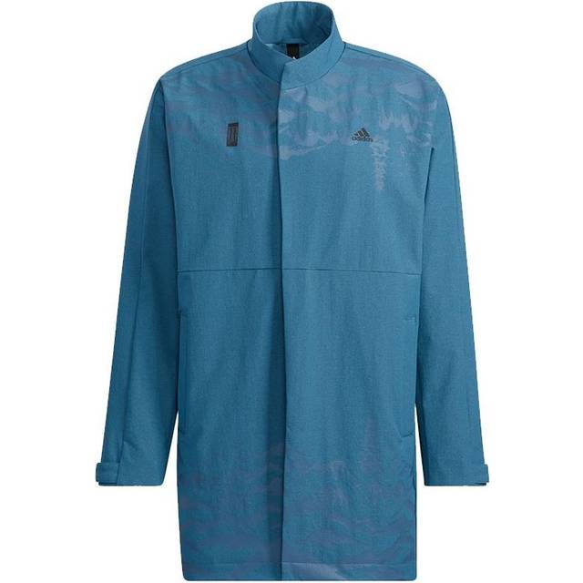 Men's adidas Wj Wv Long Jkt Martial Arts Series Pattern Mid-Length Stand Collar logo Jacket Sky Blue H39302 - Default Color - XL