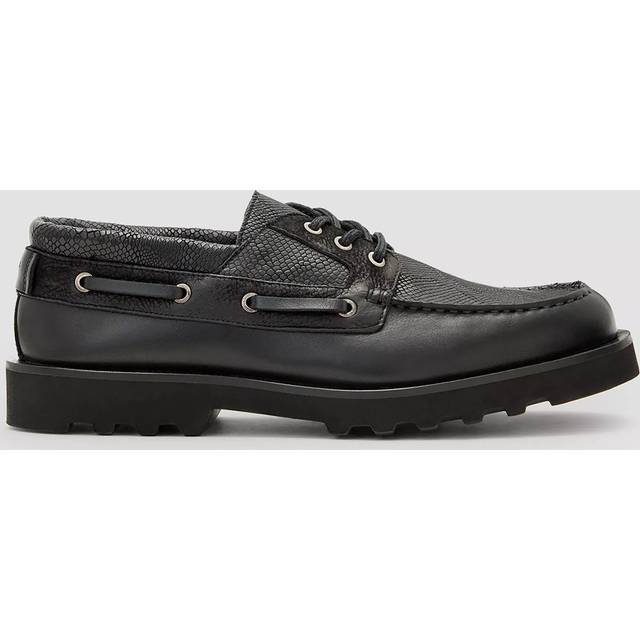 AllSaints Skiff Leather Chunky Boat Shoes, Black