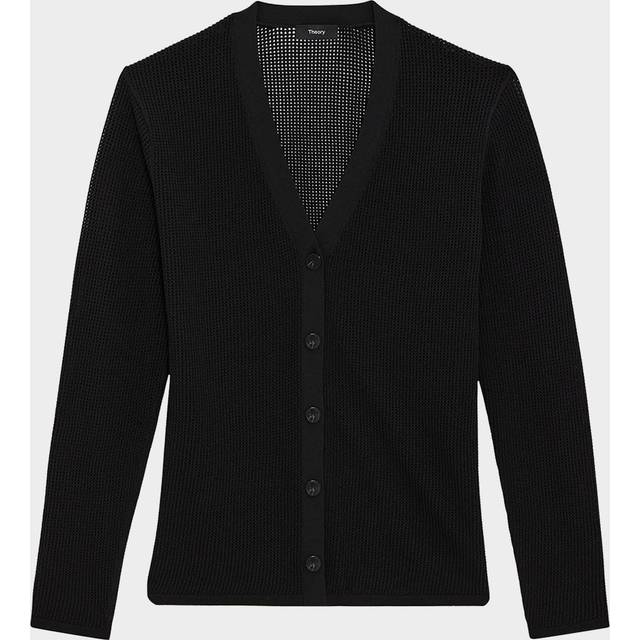 Pointelle Cardigan - BLACK - Small