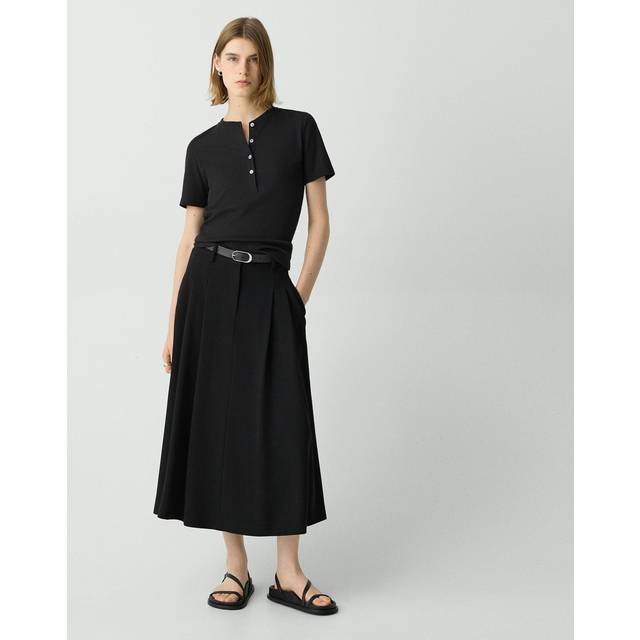Double-Pleat Trouser Maxi Skirt - BLACK - 00