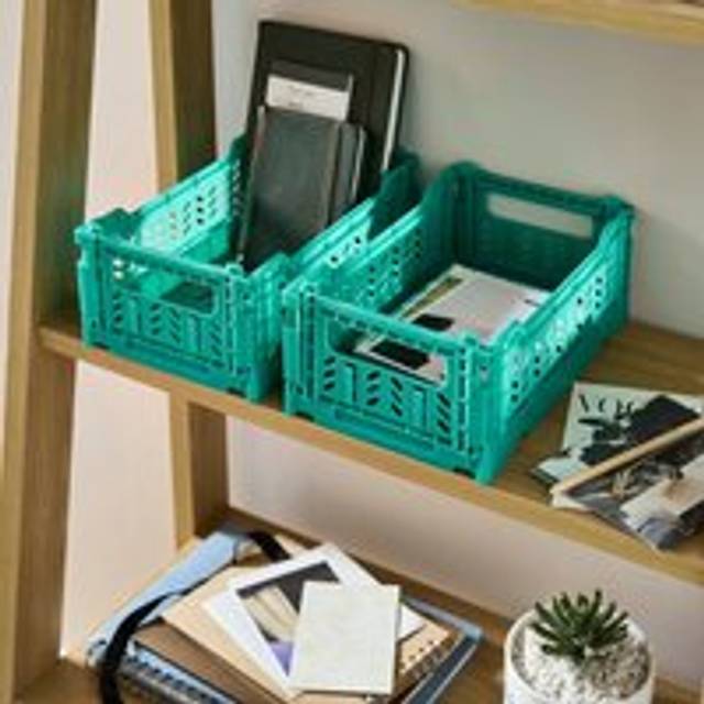 Pack of 2 Foldable Crates - Aqua