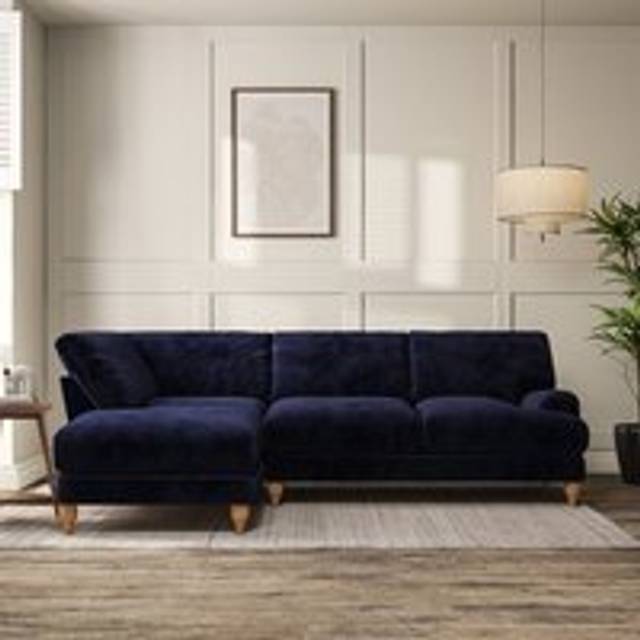 Darwin 4 Seater Corner Chaise Sofa - Luxury Chenille Luxe Navy