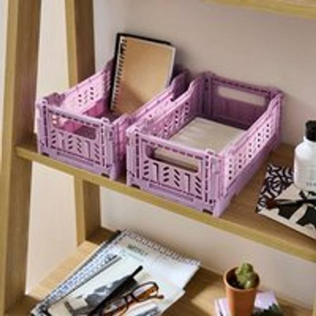 Pack of 2 Foldable Crates - Orchid