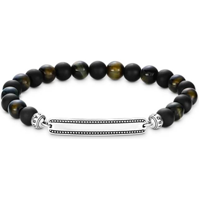 Thomas Sabo Engraved bracelet with obsidian and tiger's eye beads black A2180-806-11-L17 - blue/black/silver-coloured - 17 cm