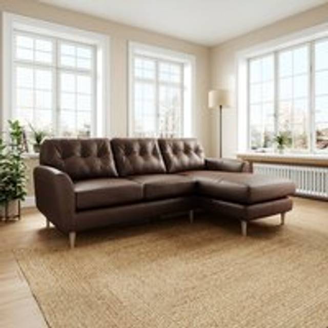 Sven Classic Leather Large Corner Chaise Sofa - Classic Leather Mocha