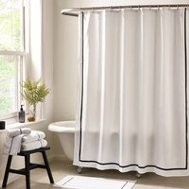 Monochrome Stitch Shower Curtain - Black/White