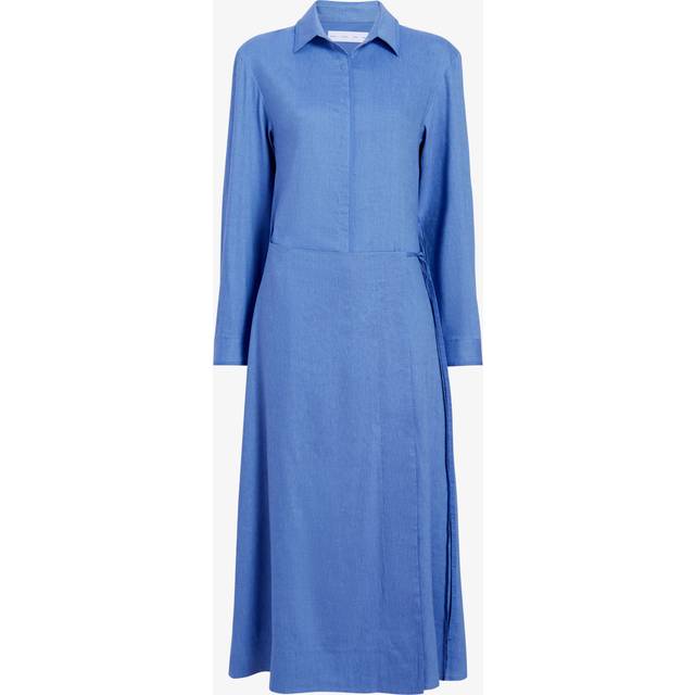 Lato Wrap Dress in Linen Slub - DENIM - 0