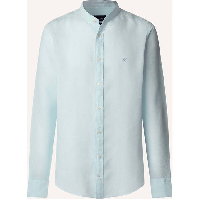 Hackett London Linen Tailored Fit Porter Grandad Collar Shirt