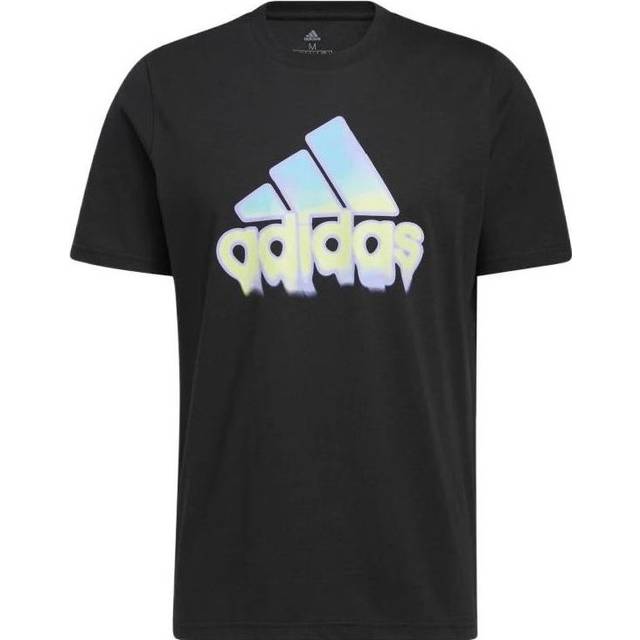 Men's adidas Alphabet Logo Round Neck Short Sleeve Black T-Shirt HE4813 - MULTI-COLOR
