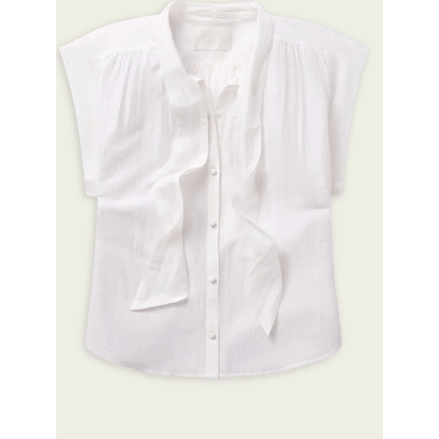 Penny Blouse With Neck Tie in White - S