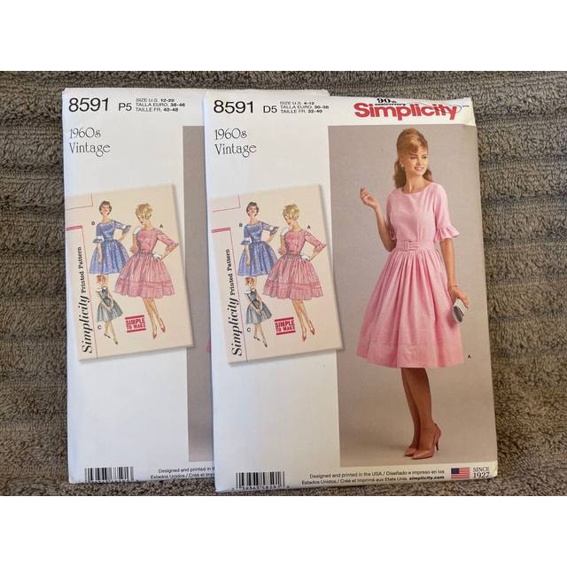 Simplicity sewing pattern 8591 women's and petite vintage 1960s dress