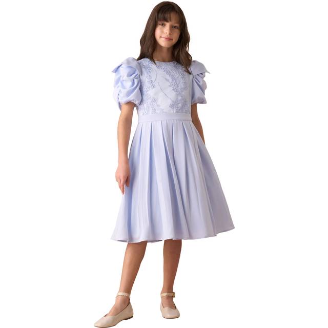 Angel & Rocket Kids' Coralie Embroidered Bodice Dress, Blue