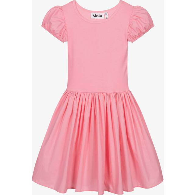 Molo Girls Pink Organic Cotton Puffed Sleeve Dress - 5-6 year