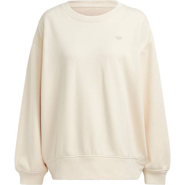 Adidas Originals Trefoil Loose Fit Crew Neck Long Sleeve Sweatshirt Women Tops Off-White IC4977 L