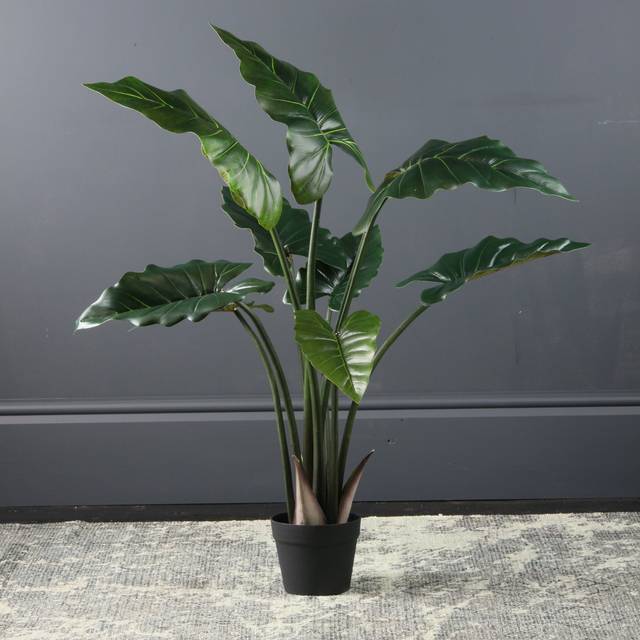 Artificial Calla Tree in Black Plant Pot - Green