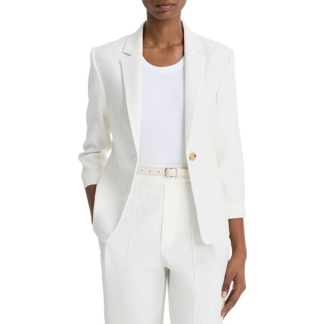 Shrunken Linen Blazer - OFF WHITE - 10