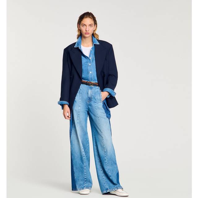 Jean à empiècements contrastés - Bleu jean - 38