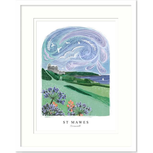 St Mawes Lino Large Framed Print