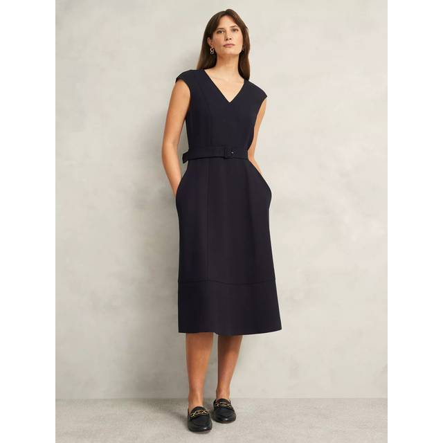 Hobbs Carolyn Belted Dress, Navy