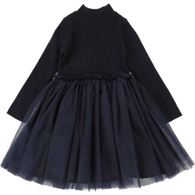 Lotus Ribbed Knit Tutu Dress (Night Blue), 0-3 Months (56cm)