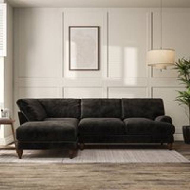 Darwin 4 Seater Corner Chaise Sofa - Luxury Chenille Charcoal