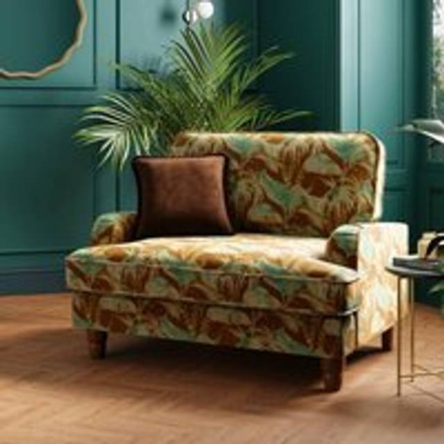 Beatrice Luxe Palm Velvet Snuggle Chair - Green