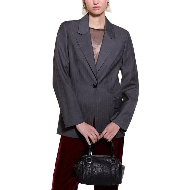 SISLEY Yarn Dyed Pinstripe Blazer, Grey
