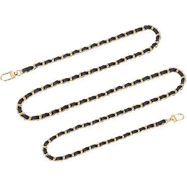 55" purse chain strap with buckles for shoulder and cross body (black + gold)