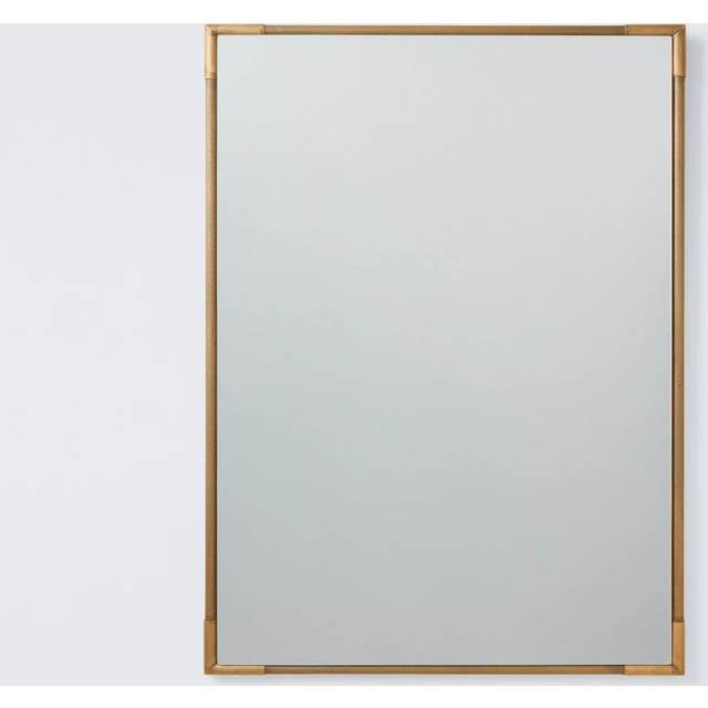 John Lewis Knurl Metal Frame Rectangular Wall Mirror, 90 x 60cm, Antique Brass