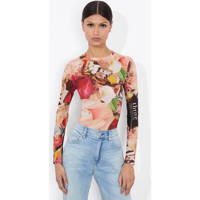 x Kelly Dabbah Delaina Mesh Long-Sleeve Top - THRIVE