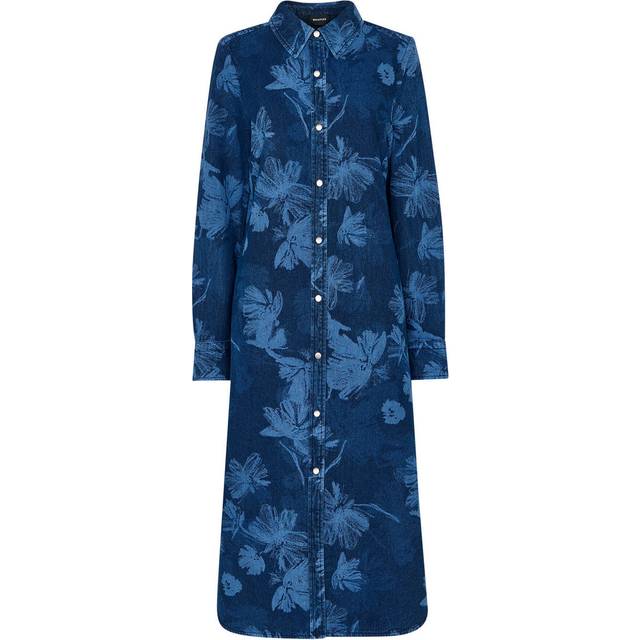 Whistles Chalk Print Denim Shirt Dress, Blue