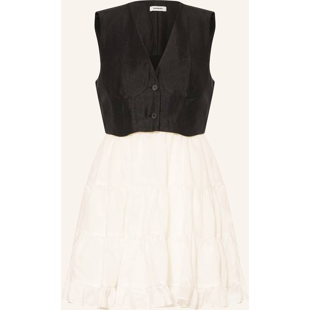 Robe courte bicolore - Noir / Ecru - 34