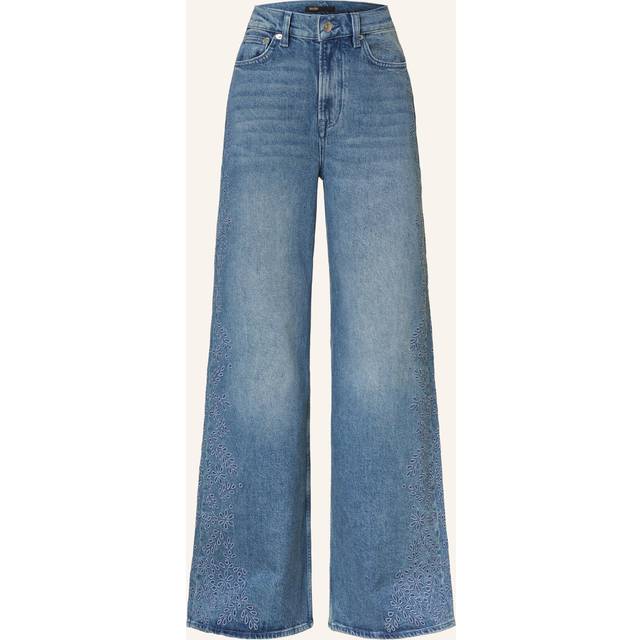 Jean Brodé - Bleu - Maje -  Matière principale: 99% coton, 1% elasthanneBroderie: 100% polyesterDoublure poches: 67% polyester, 33% cotonJacron: cuir de veau - Prêt-à-porter > Bas > Jeans taille haute