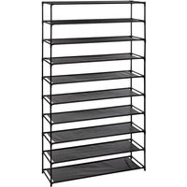 Fabric 10 Shelf Shoe Storage Organiser - Black