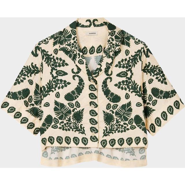 Chemise à imprimé fleuri - Ecru / Vert - 3
