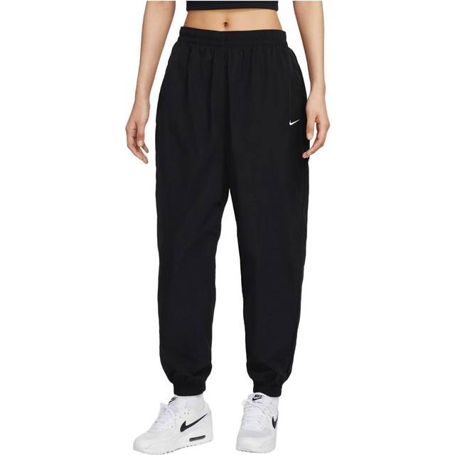 (WMNS) Nike Sportswear Essential Mid-Rise Oversized Woven Joggers Pants Asia Sizing 'Black White' FV7669-010 - Black/White