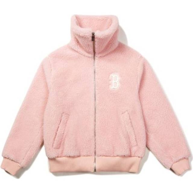 MLB Boston Red Sox lamb's wool lapel Jacket Unisex Pink - PINK