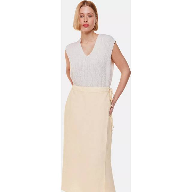 Whistles Linen Wrap Midaxi Skirt, Ivory
