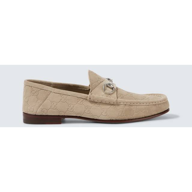 Gucci Horsebit 1953 GG debossed suede loafers - beige (UK 13)