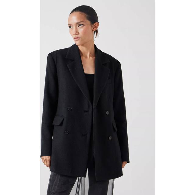 HUSH Clarke Wool Blend Longline Blazer, Black